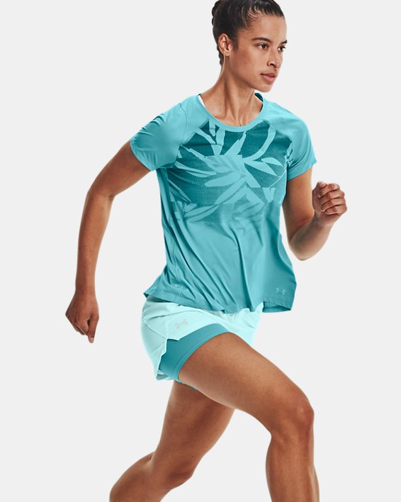 Damen UA Iso-Chill Run 2-in-1-Shorts, Blue, pdpMainDesktop image number 3